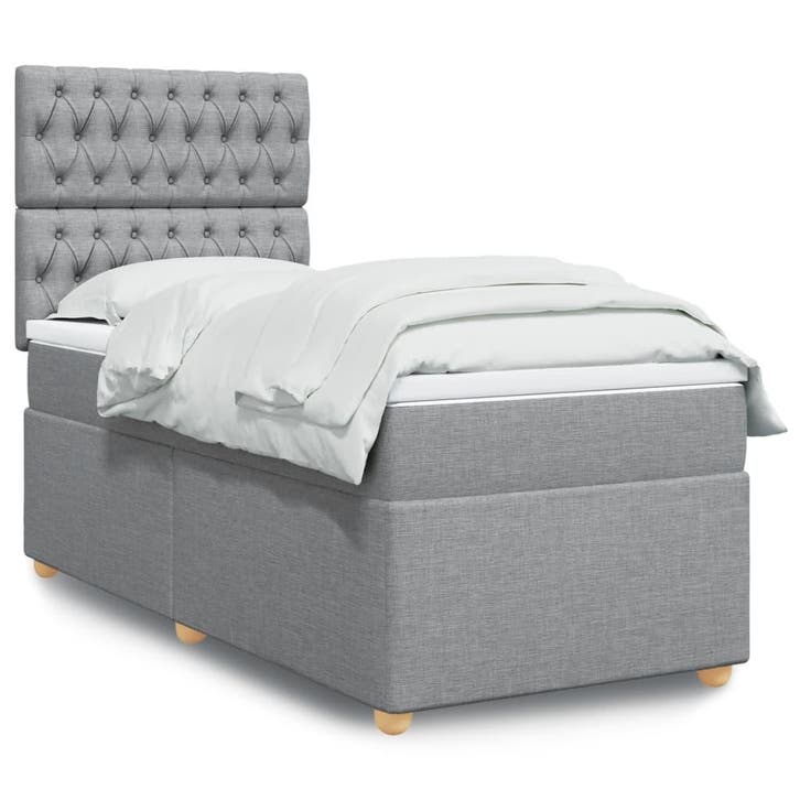 vidaXL Boxspring met matras stof lichtgrijs 90x200 cm, Maison & Meubles, Chambre à coucher | Lits, Envoi