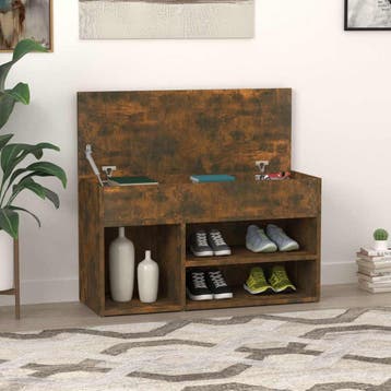 vidaXL Schoenenbankje 80x30x45 cm bewerkt hout gerookt, Verzenden