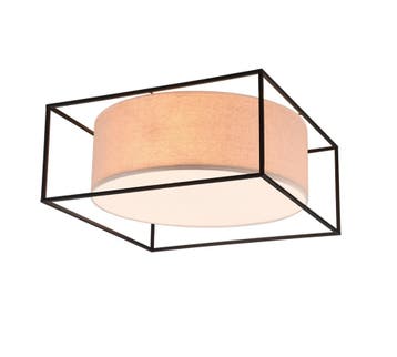 Trio ROSS plafondlamp | E27 Fitting | mat zwart met beige |, Verzenden