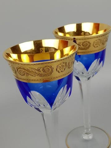 Moser & Söhne - Wijnglas (2) - Gouden rand Lady Hamilton -
