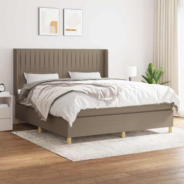 vidaXL Boxspring met matras stof taupe 180x200 cm, Verzenden