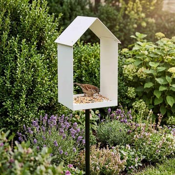 vidaXL Vogelvoeder Staal Wit, Verzenden, Nieuw