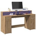 vidaXL Bureau met LED-verlichting 160x55x91 cm hout, Huis en Inrichting, Verzenden, Nieuw