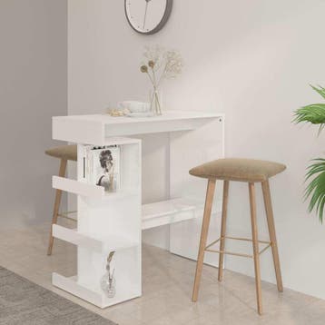vidaXL Bartafel met opbergrek 100x50x101,5 cm hoogglans wit, Verzenden