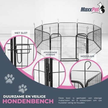 MaxxPet Hondenren Puppyren met 8 panelen - Staal - 78x60c..., Dieren en Toebehoren, Ophalen of Verzenden, Nieuw