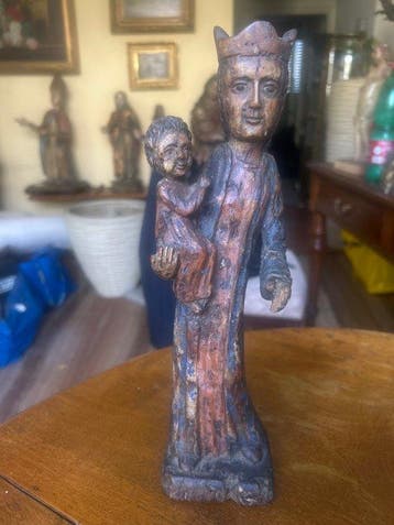 Beeldje, Madonna con Bambino - 30 cm - Hout