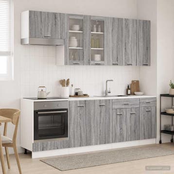 vidaXL Keukenblok LYON 8 st Grijs Sonoma Bewerkt hout, Huis en Inrichting, Verzenden, Nieuw