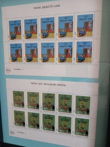 Tintin Hergé Moulinsart 2 Planches Timbres Tintin Objectif, Boeken, Nieuw