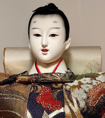 Hout , Zijde - Traditionele Japanse Hina Ningyo keizerspop –