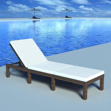 vidaXL Ligbed met kussen poly rattan bruin, Verzenden