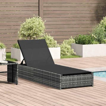 vidaXL Ligstoel Grijs 200.5 x 70 x 75 cm poly rattan, Verzenden