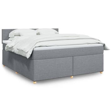 vidaXL Boxspring met matras stof lichtgrijs 180x200 cm, Verzenden, Nieuw