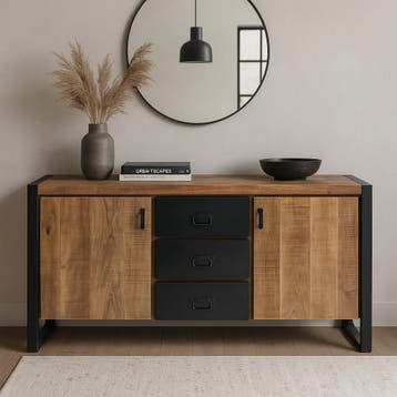 Dressoir Mangohout Nola 160 cm, Verzenden, Nieuw, Overige houtsoorten, Industriële meubels