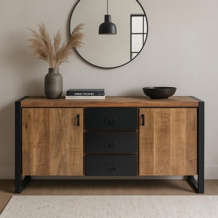 Dressoir Mangohout Nola 160 cm, Huis en Inrichting, Kasten | Dressoirs, Nieuw, Overige houtsoorten, Verzenden