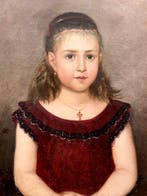 Frans Dumont (c.1850-?) - Portrait de fillette, Antiquités & Art