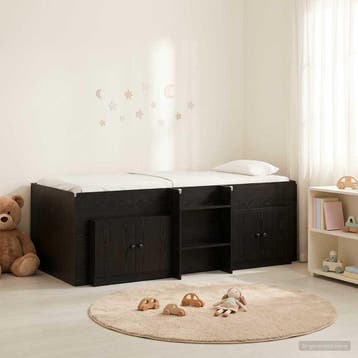 vidaXL Loft Bed Frame met Kast met opslag 3 st Zwart Bewerkt, Huis en Inrichting, Verzenden, Nieuw