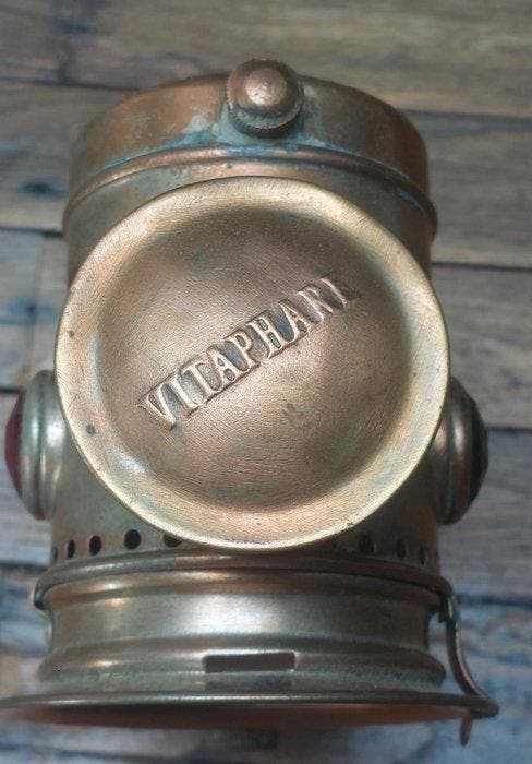 Lamp - Koper - Carbide-fietslamp, Antiek en Kunst, Antiek | Wandborden en Tegels