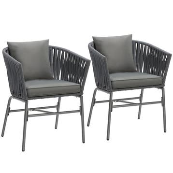 tectake Stoelset Valeiras in rope-design, dikke kussens, 60x, Tuin en Terras, Verzenden, Nieuw