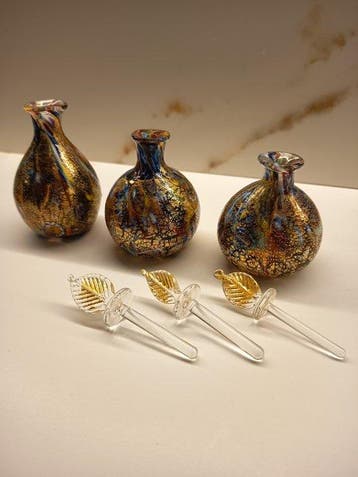 Parfumfles (3) - Muranoglas - Murrine en goudblad 24k
