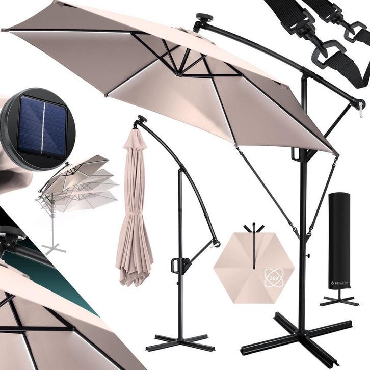 Zweefparasol - Tuinparasol - Parasol 350 cm - Met voet - Met, Tuin en Terras, Parasols, Nieuw, Verzenden
