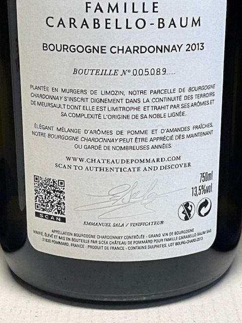 2013 Chateau de Pommard. Bourgogne Chardonnay - Bourgogne -, Collections, Vins