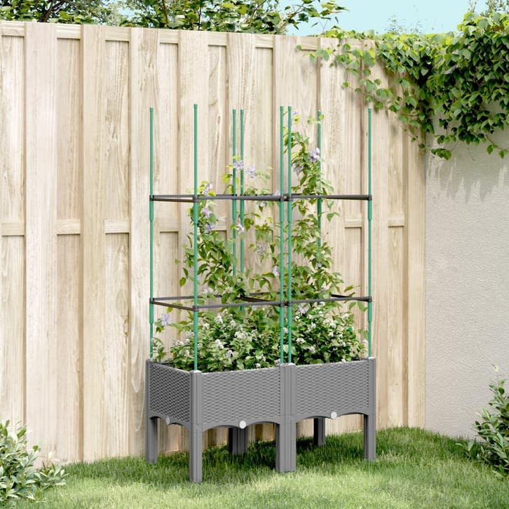 vidaXL Plantenbak met latwerk 80x40x142,5 cm polypropeen, Tuin en Terras, Bloempotten, Nieuw, Verzenden