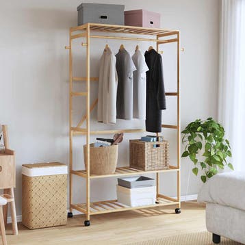 vidaXL Kledingrek met schappen en wielen 110x40x180 cm, Verzenden
