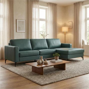Leren hoekbank Match - 2.5-zits arm links + Longchair arm, Ophalen of Verzenden