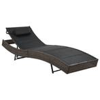 vidaXL Ligbed poly rattan en textileen bruin, Verzenden