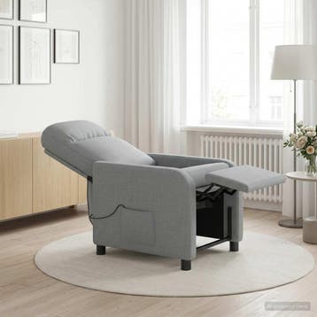 vidaXL Massage Relaxstoel Lichtgrijs Stof, Verzenden