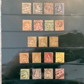 Zwitserland 1862/1878 - Zittende Helvetia wit papier en, Postzegels en Munten, Gestempeld