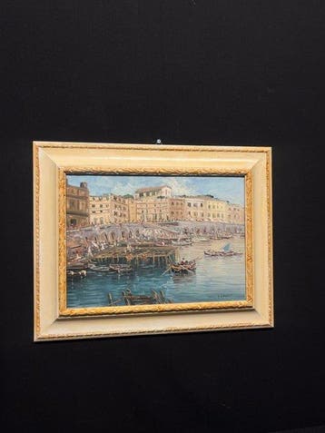 Italiaanse school (XX) - Scorcio di porto Napoli