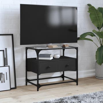 vidaXL Tv-meubel met glazen blad 60x35x51 cm bewerkt hout, Verzenden
