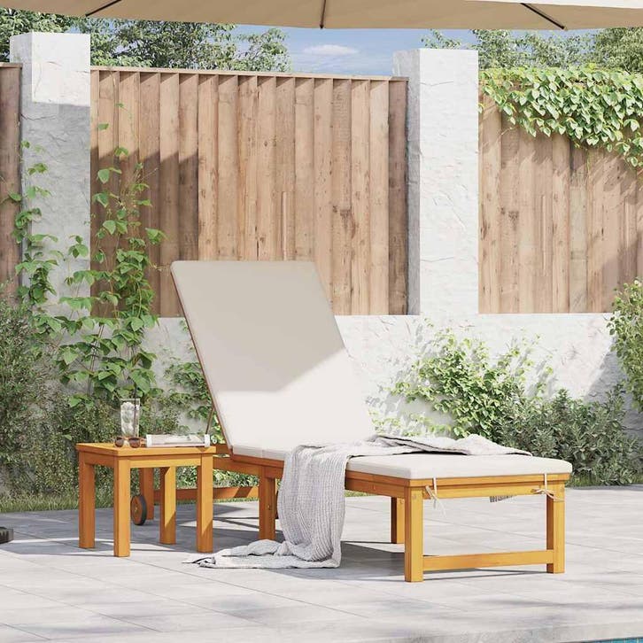 vidaXL Ligstoel Massief Acacia Hout Bruin, Jardin & Terrasse, Chaises longues, Envoi
