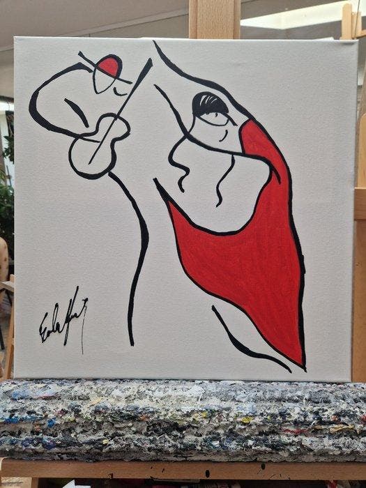 Henry Escobar - Duo rouge (attention fond blanc), Antiek en Kunst, Kunst | Designobjecten