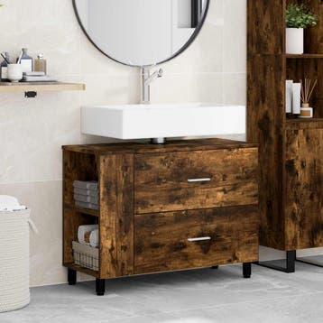vidaXL Badkamer vaniteitsunit Gerookt eiken 80 x 35 x 60 cm, Verzenden, Nieuw