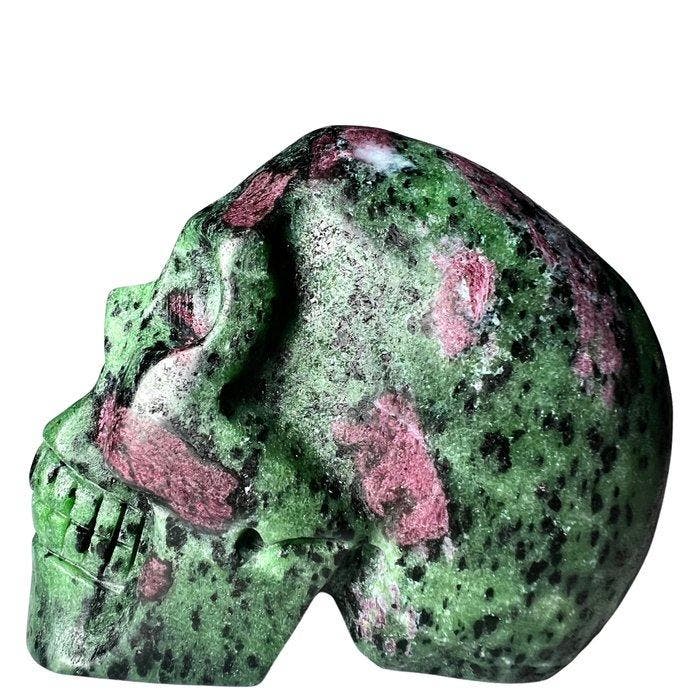 Schedel en robijn op zoïsite - premium Gravure - Hoogte: 60, Verzamelen, Mineralen en Fossielen