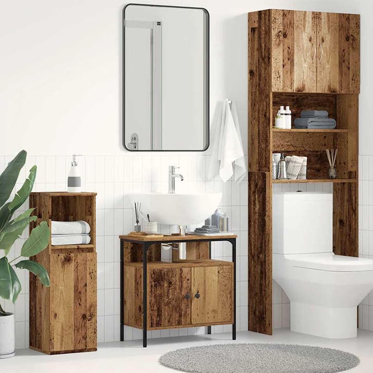 vidaXL Wastafelmeubel 60x30x60 cm spaanplaat oud hout, Huis en Inrichting, Tafels | Kaptafels, Nieuw, Verzenden