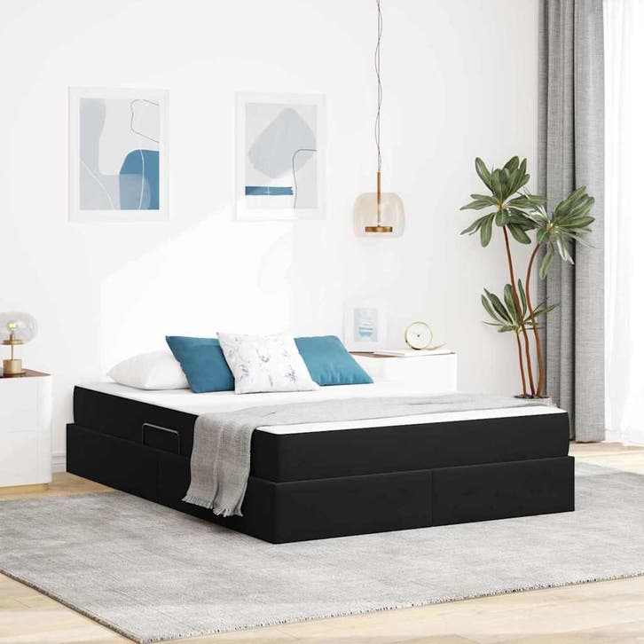 vidaXL Opbergbed met matras met matras Zwart 140 x 200 cm, Huis en Inrichting, Slaapkamer | Bedden, Nieuw, Verzenden