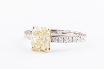 Ring - 18 karaat Witgoud - 1.93ct. tw. Geel Diamant, Nieuw