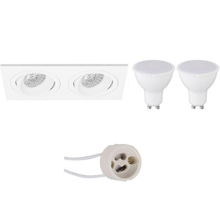 Pragmi Borny Pro 6W Dimbare LED Spot Set - Kantelbare Witte, Huis en Inrichting, Lampen | Spots, Nieuw, Verzenden