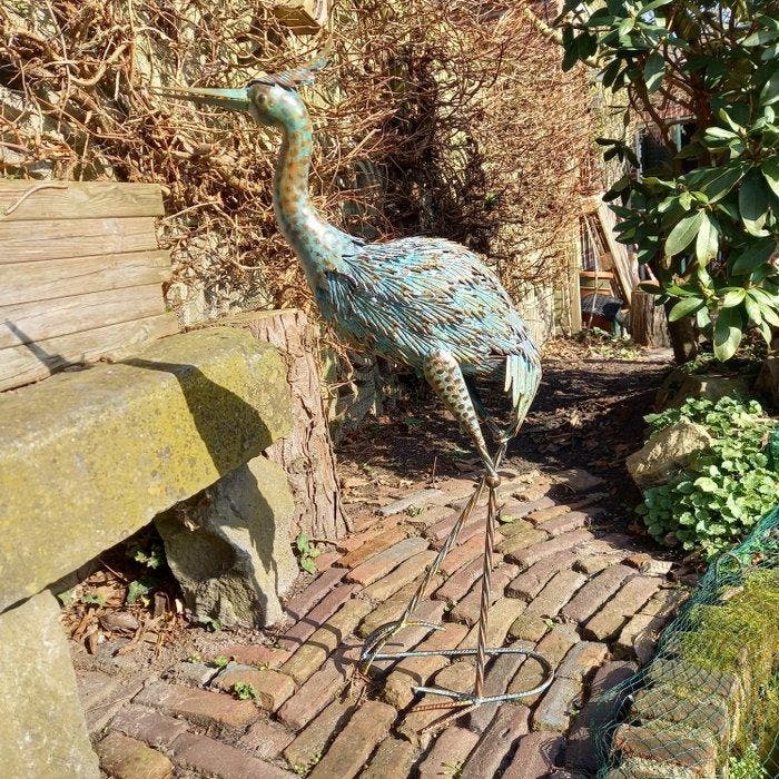 sculptuur, Elegant Heron - 83 cm - Metaal, Antiek en Kunst, Curiosa en Brocante