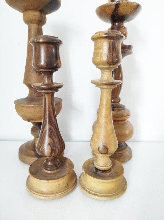 Taperstick (kleine blaker met een dunne pijp) Draaibankhout, Antiek en Kunst, Curiosa en Brocante
