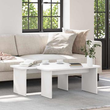 vidaXL Salontafel 2 st Wit 100 x 69 x 35,5 cm Massief, Verzenden