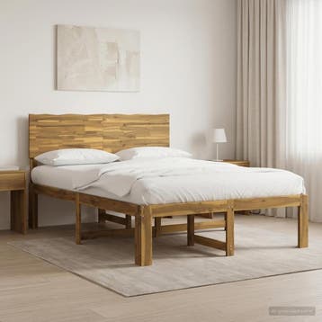 vidaXL Tweepersoonsbed met hoofdbord ROSTOCK Wit 160 x 200, Verzenden, Nieuw