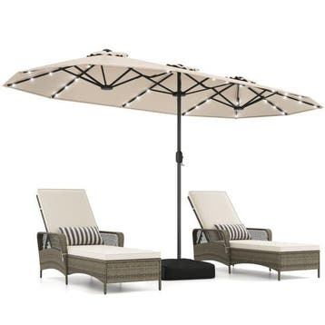 2dekans | Coast Dubbele Parasol met Standaard – Solar LED en, Tuin en Terras, Ophalen of Verzenden, Nieuw