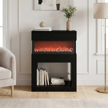 vidaXL Elektrische haard Zwart eiken 64 x 30 x 87 cm Bewerkt, Verzenden