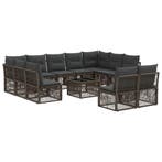 vidaXL Tuinbank Set 12 pcs Grijs poly rattan, Verzenden