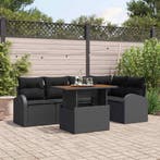 vidaXL Tuinbank Set met opslag 6 pcs Zwart Poly rattan, Verzenden, Nieuw