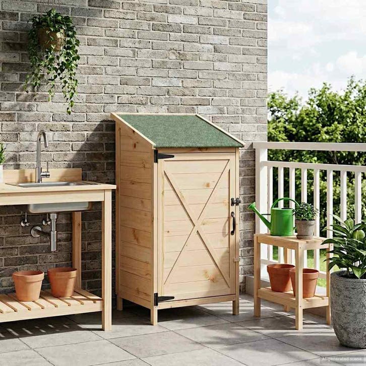 vidaXL Tuin Shed Naturel 59,5 x 56 x 113,5 cm Massief, Jardin & Terrasse, Abris de jardin, Envoi